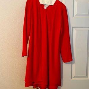 Red sleeveless dress with matching jacket